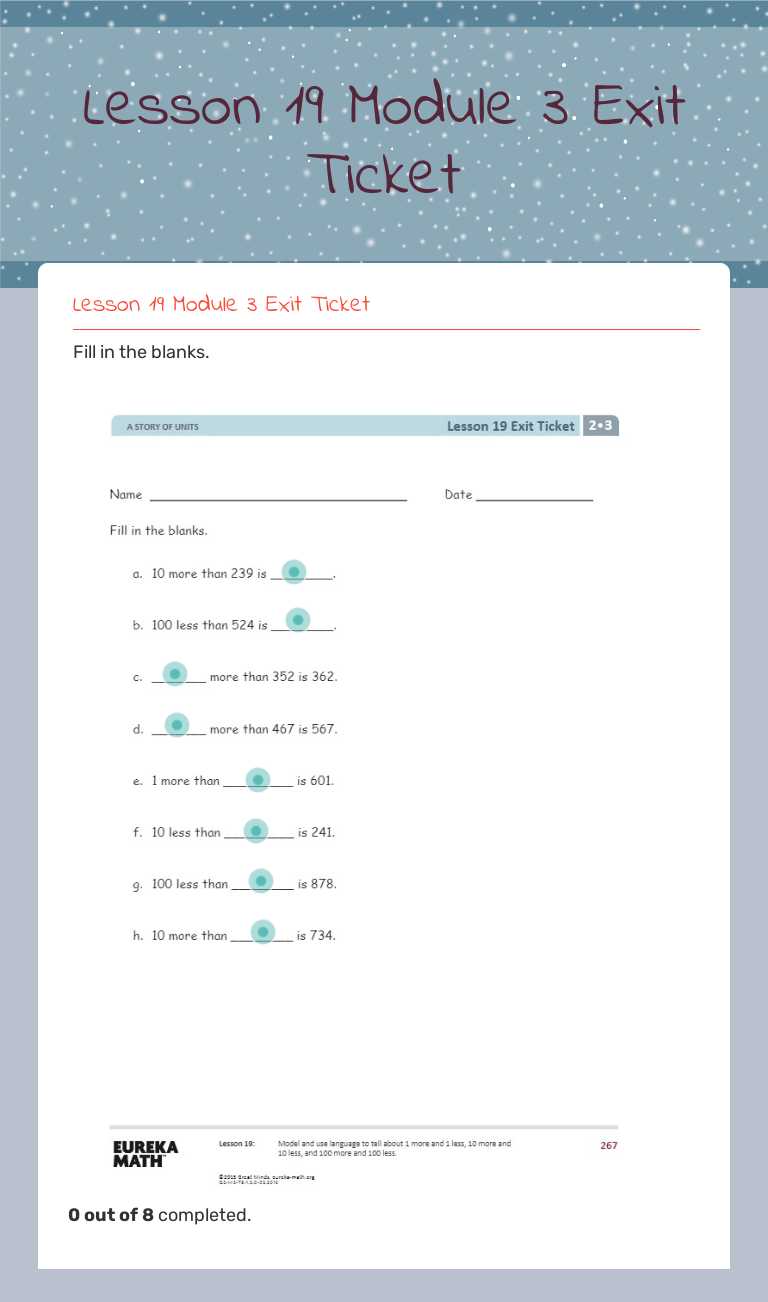 Lesson 19 Module 3 Exit Ticket by Deanna Thompson | Interactive ...