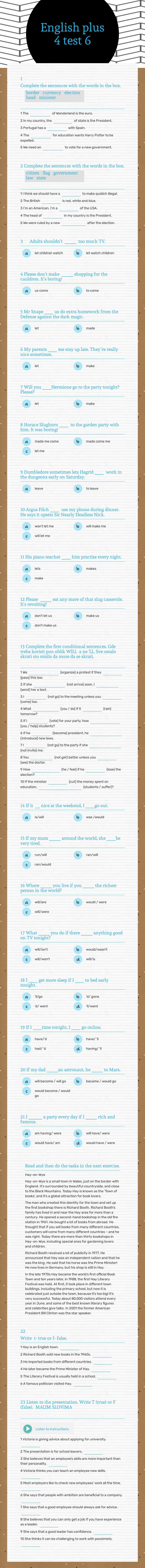 English plus 4
test 6 worksheet preview image