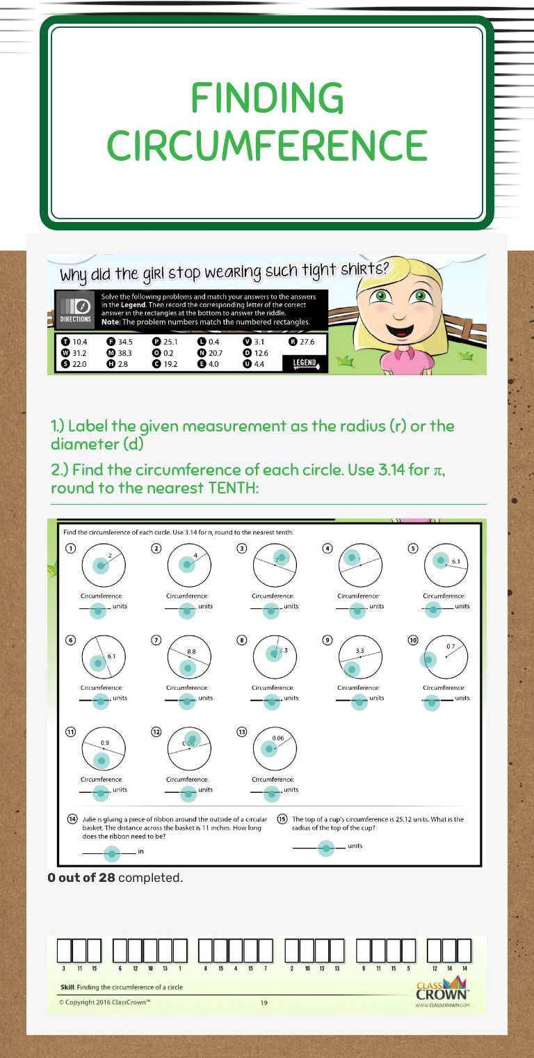 FinDing Circumference worksheet preview image