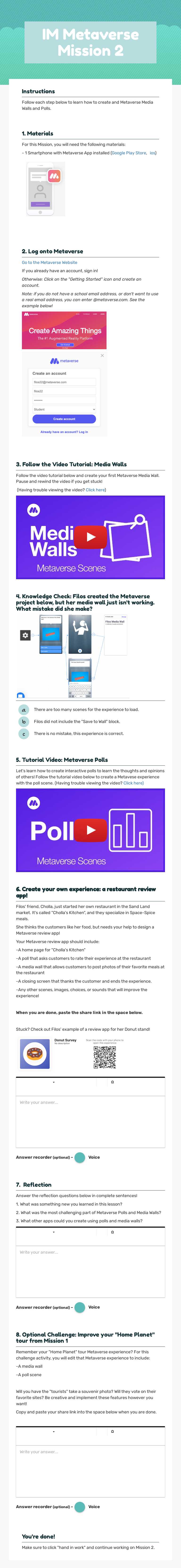IM Metaverse Mission 2 worksheet preview image