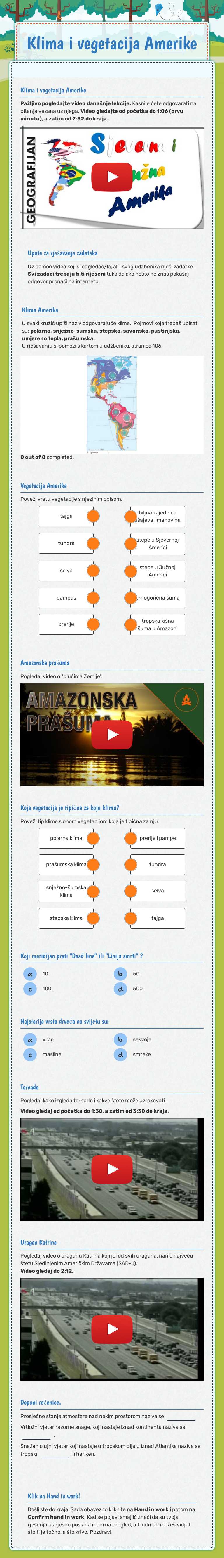 Klima i vegetacija Amerike worksheet preview image