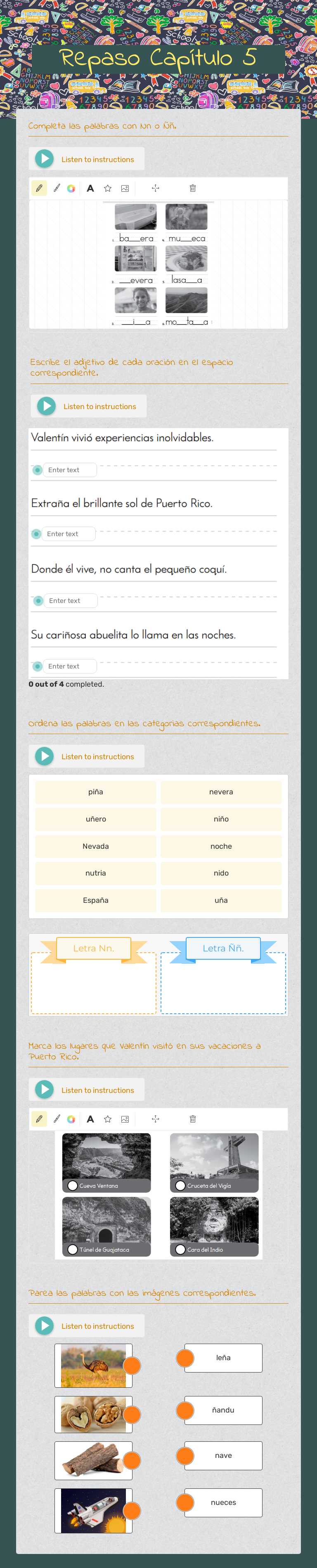 Repaso Capítulo 5 worksheet preview image