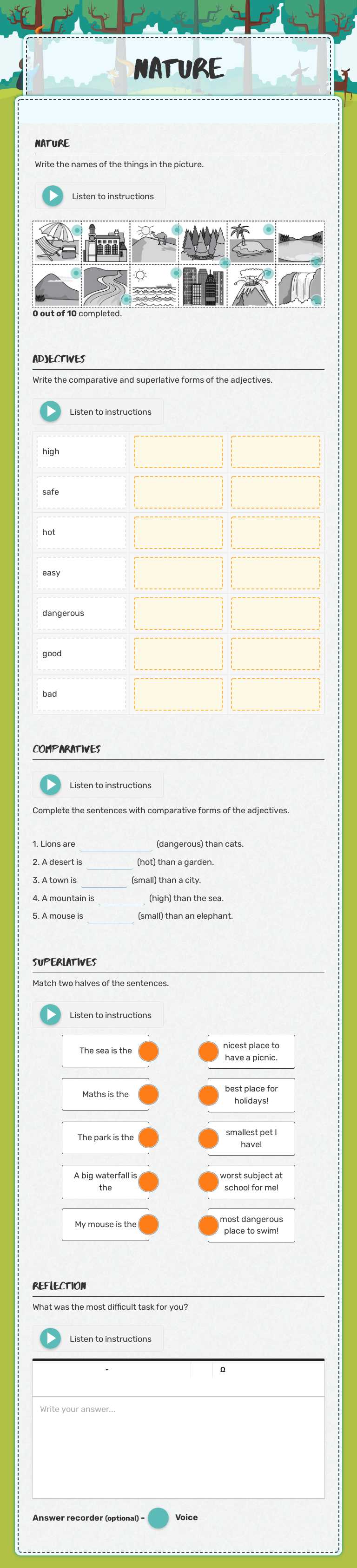Nature worksheet preview image