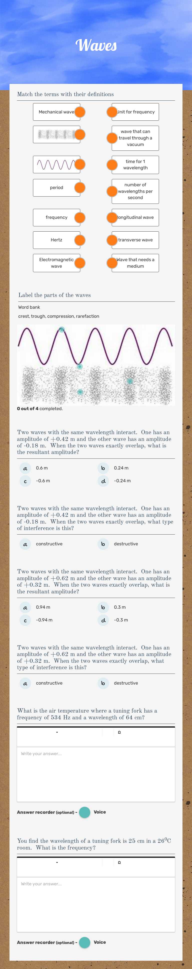 Waves Grade 12 worksheet preview