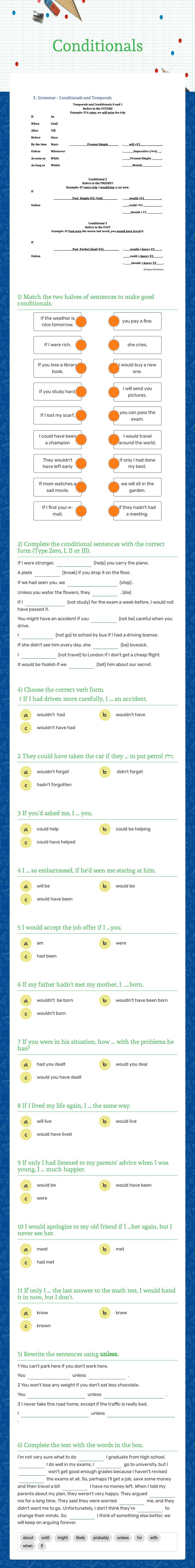 Conditionals Grade 10 worksheet preview