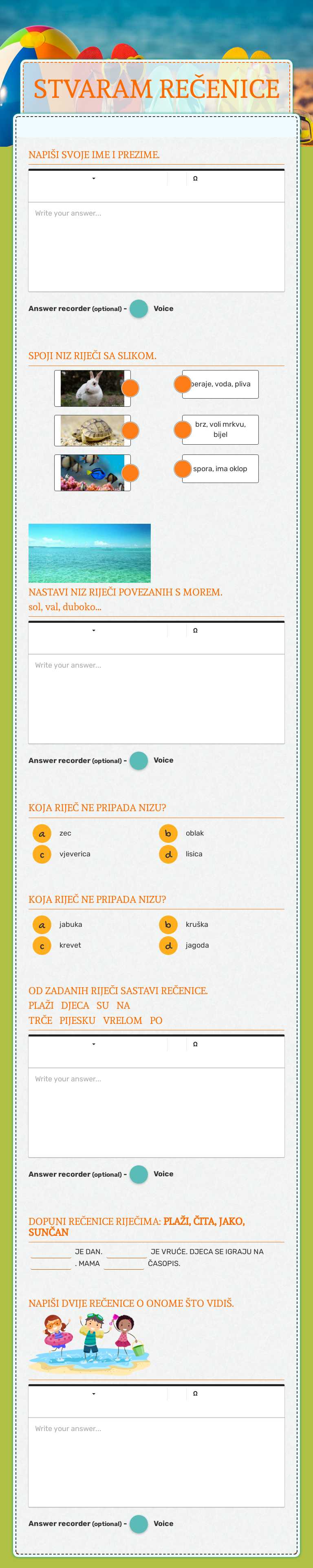 STVARAM REČENICE worksheet preview image