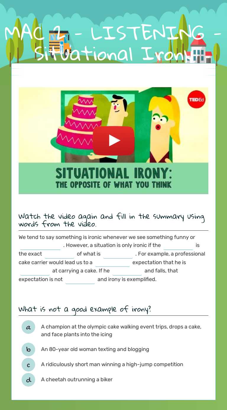 MAC 2 - LISTENING - Situational Irony worksheet preview image