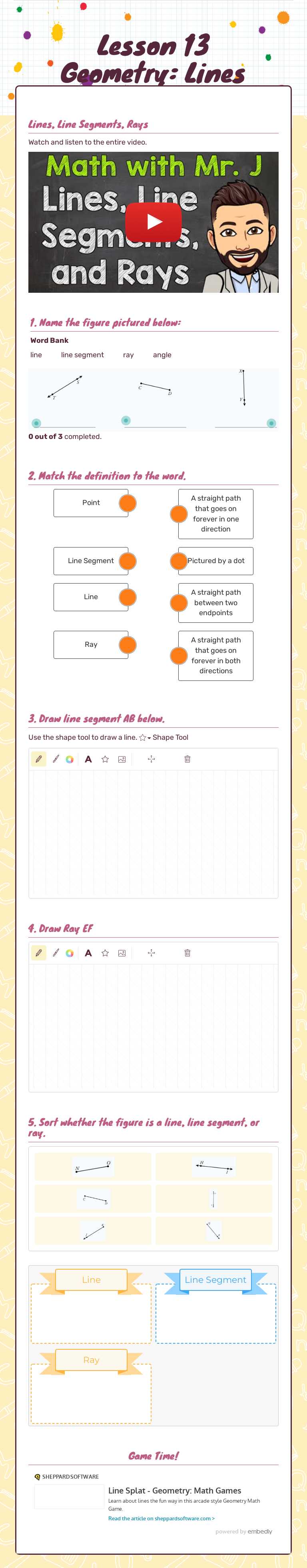 Lesson 13 Geometry: Lines worksheet preview image