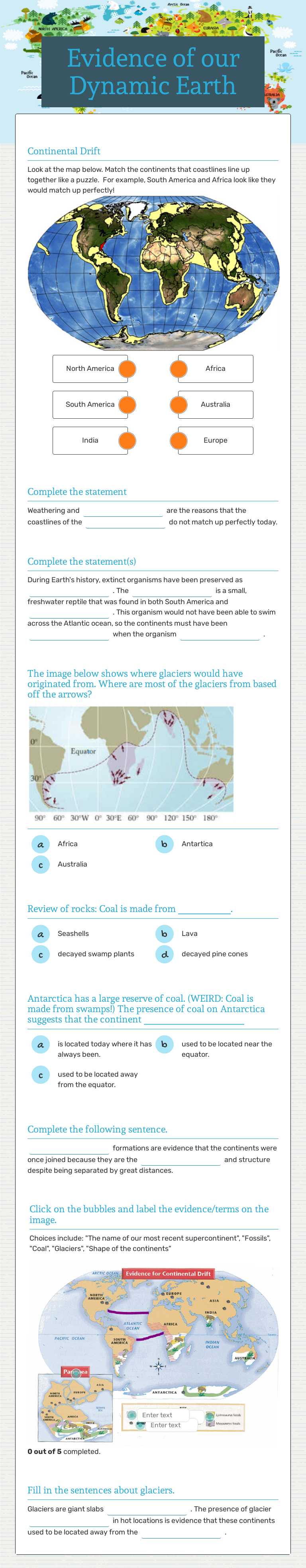 Evidence of our Dynamic Earth worksheet preview image