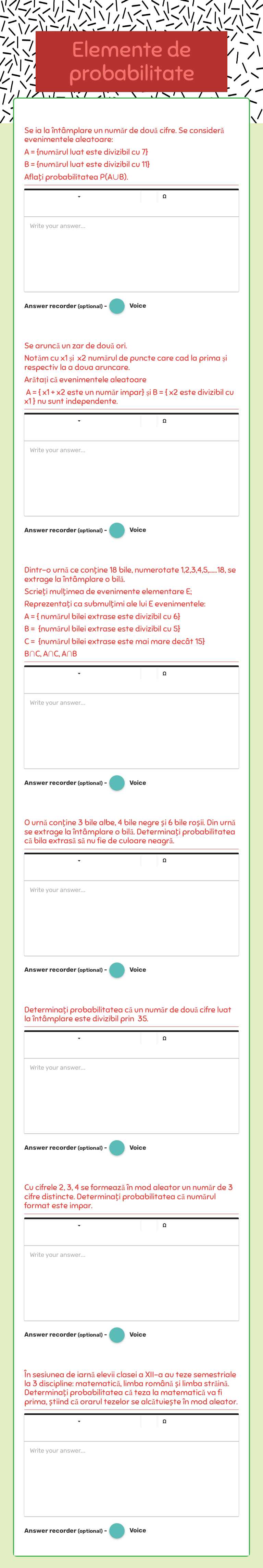 Elemente de probabilitate worksheet preview image