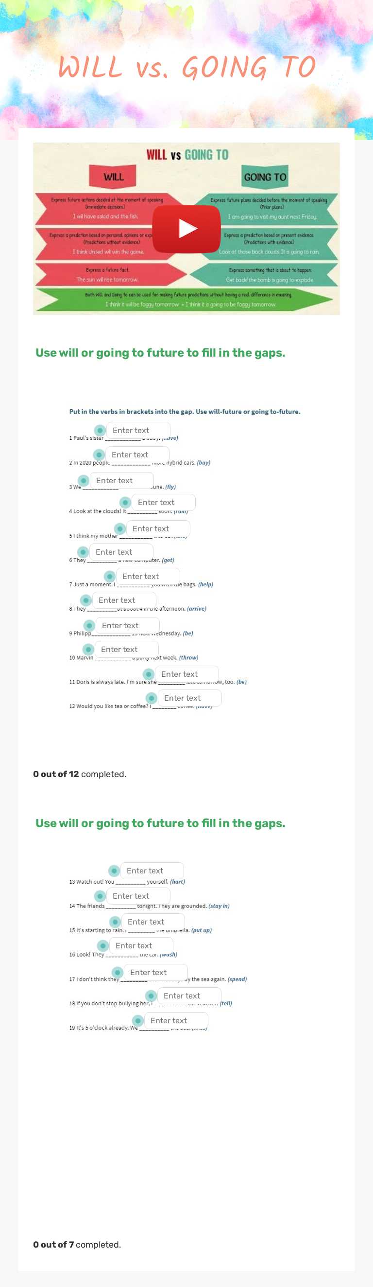 WILL vs. GOING TO worksheet preview image
