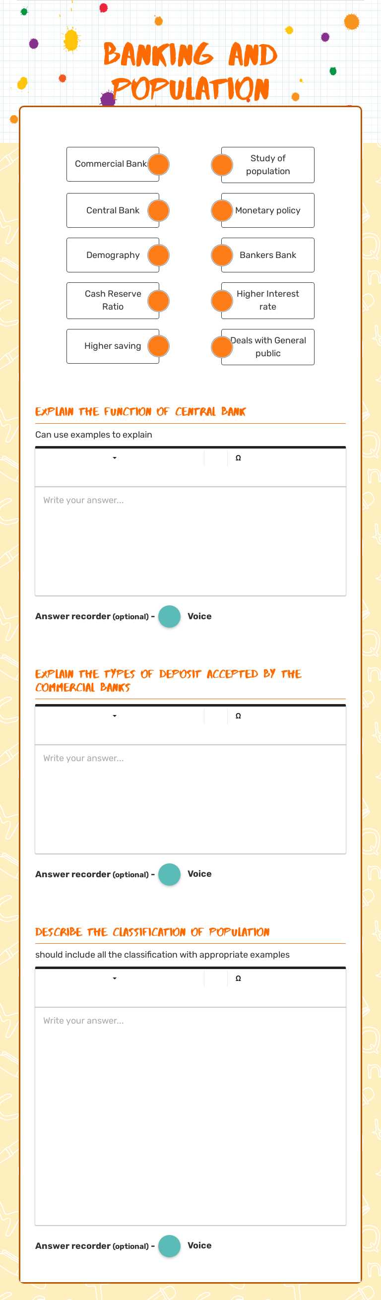 Banking and population Grade 8 worksheet preview