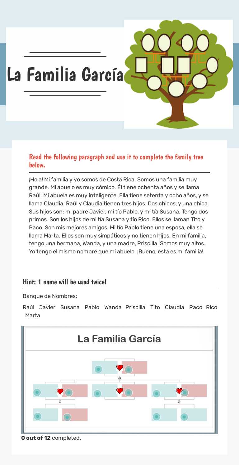 La Familia García worksheet preview image