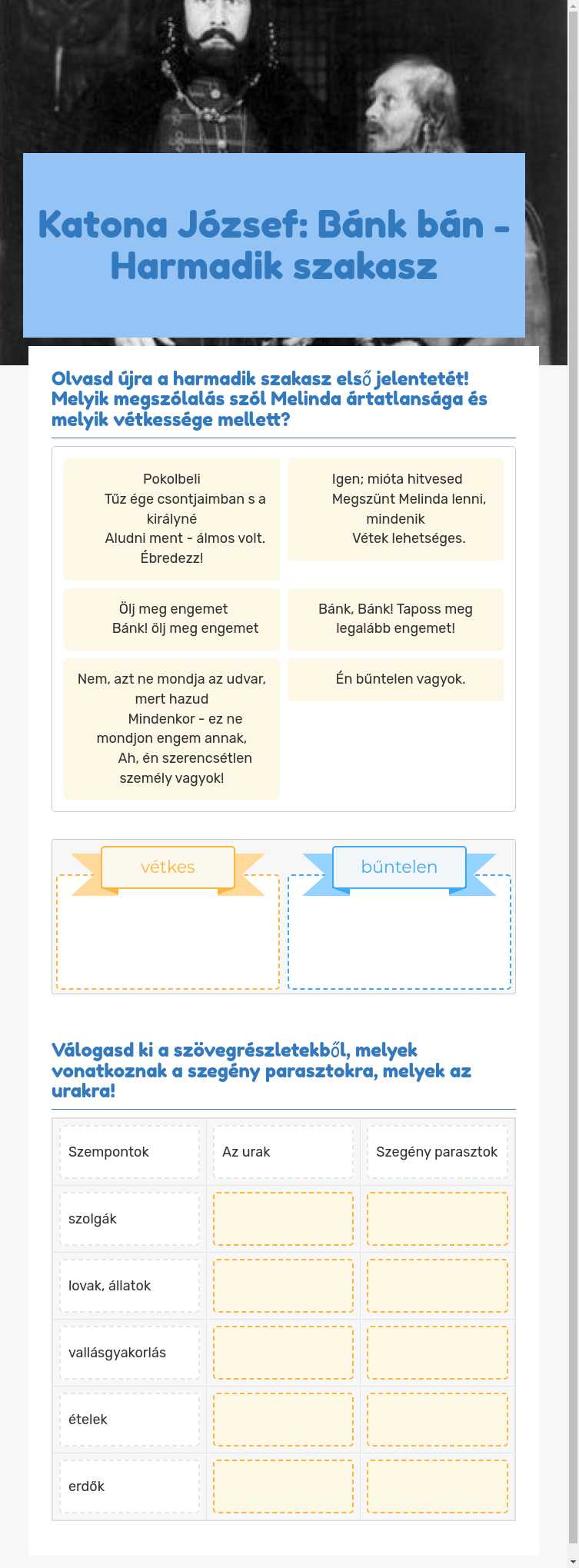 Katona József:
Bánk bán - Harmadik szakasz worksheet preview image