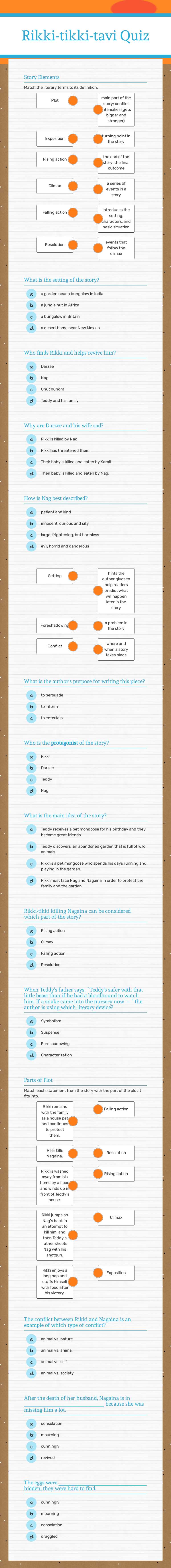 Rikki-tikki-tavi Quiz worksheet preview