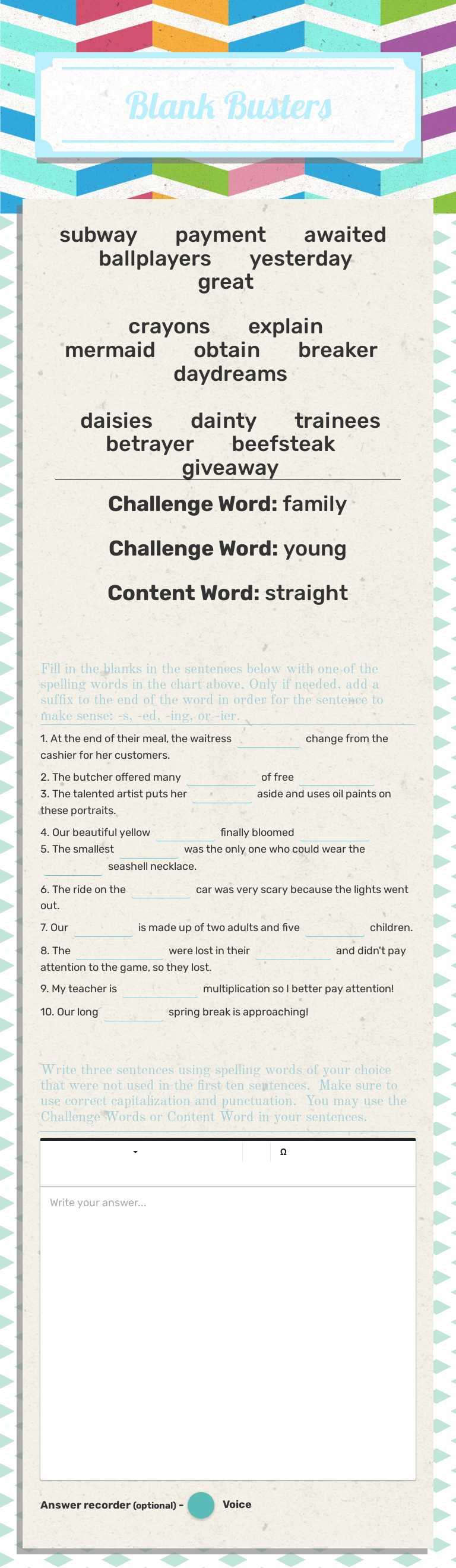 Blank Busters worksheet preview image