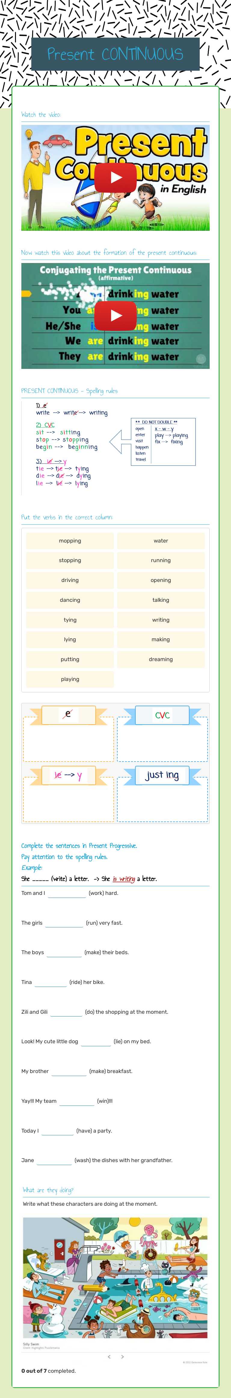 Present CONTINUOUS worksheet preview image
