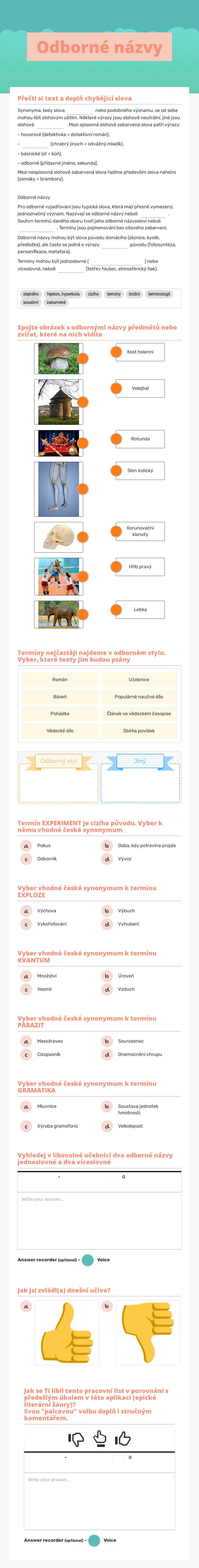 Odborné názvy worksheet preview image