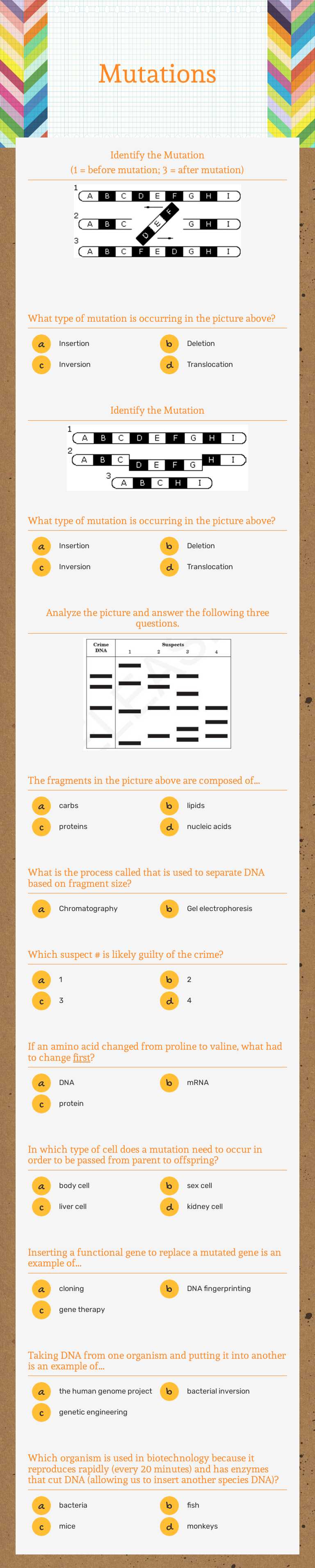 Mutations worksheet preview image