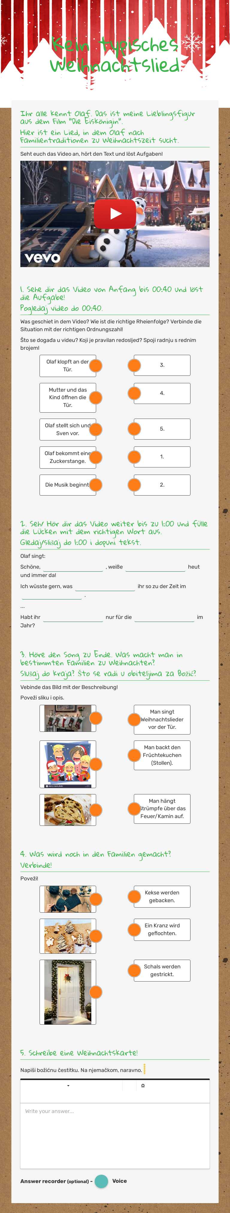 Kein typisches Weihnachtslied worksheet preview image