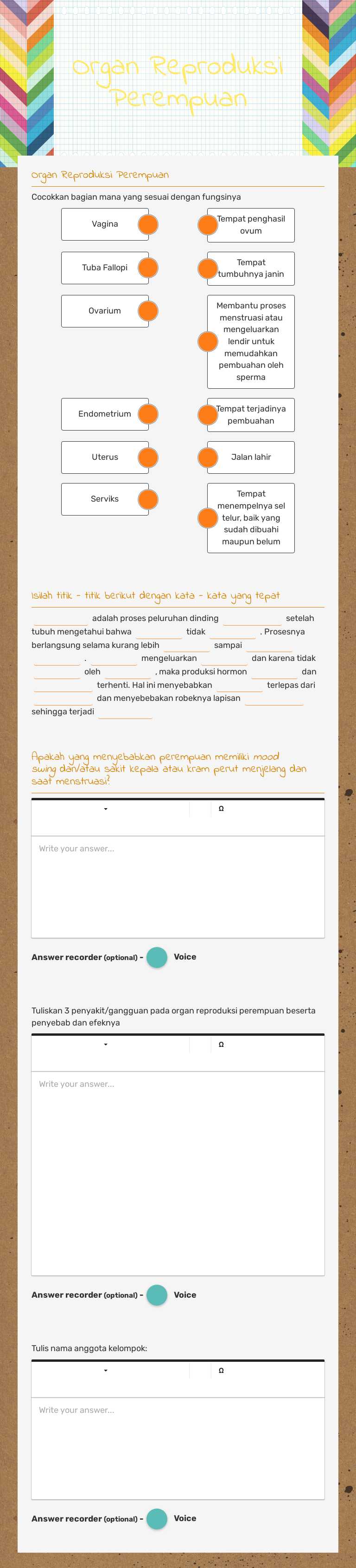 Organ Reproduksi Perempuan worksheet preview image