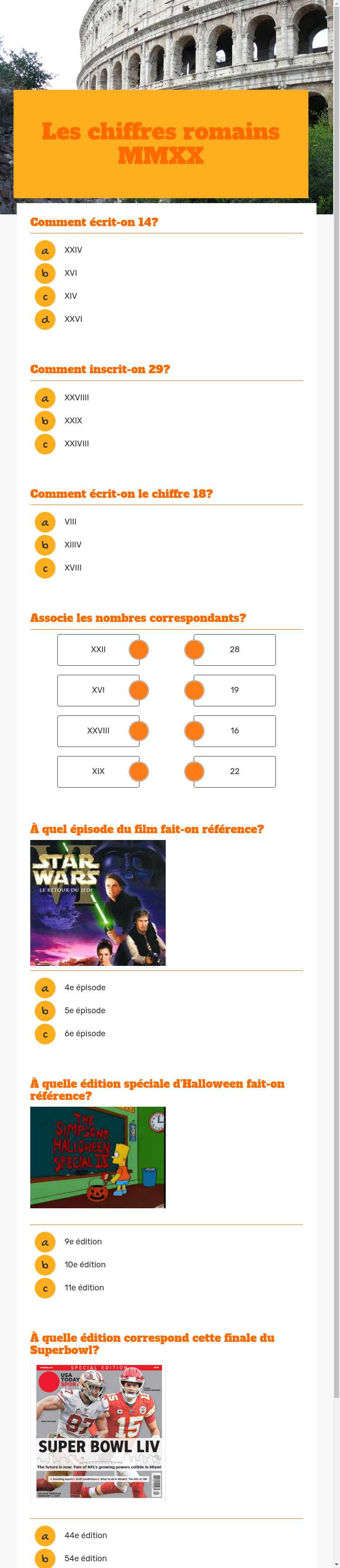 Les chiffres romains
MMXX worksheet preview image