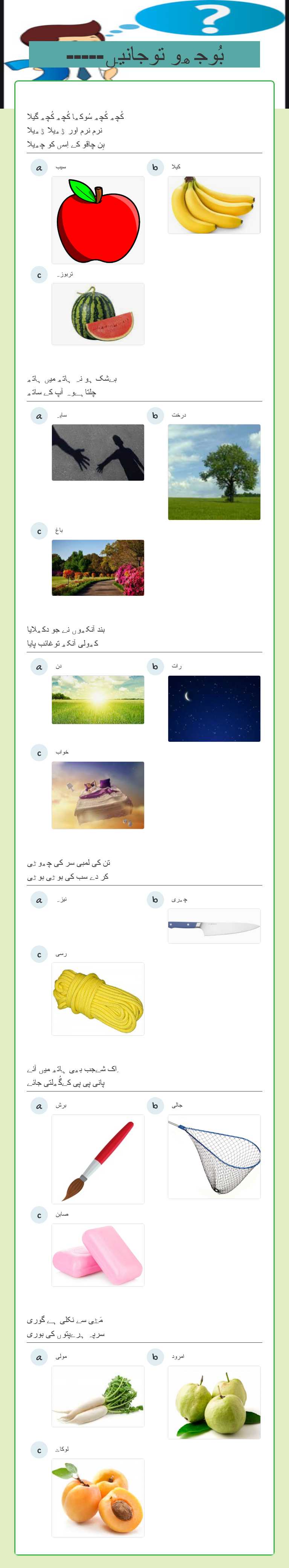 بُوجھو توجانیں----- worksheet preview image