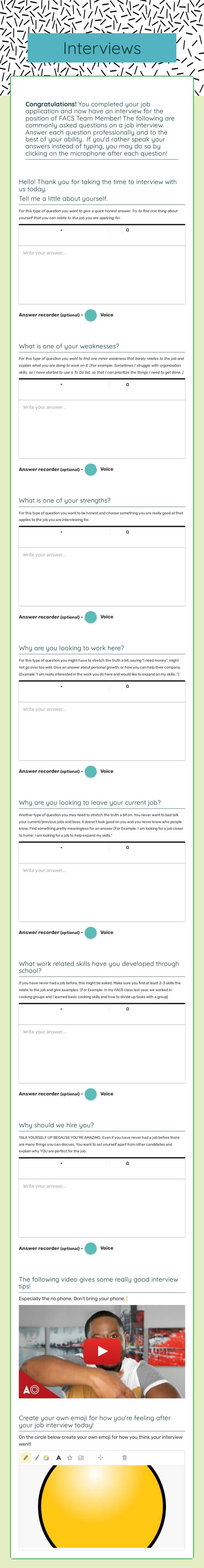 Interviews worksheet preview image