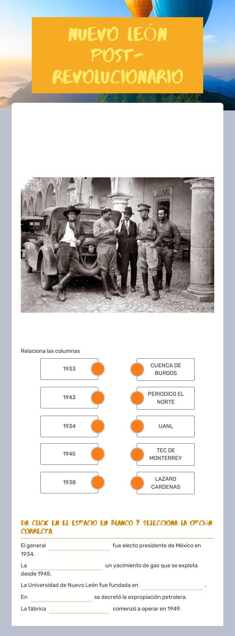 NUEVO LEÓN POST-REVOLUCIONARIO worksheet preview image