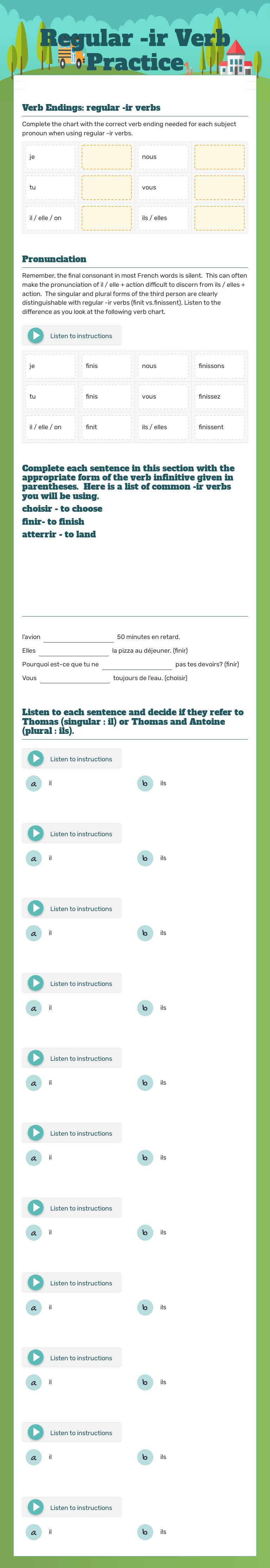 Regular -ir Verb Practice worksheet preview image