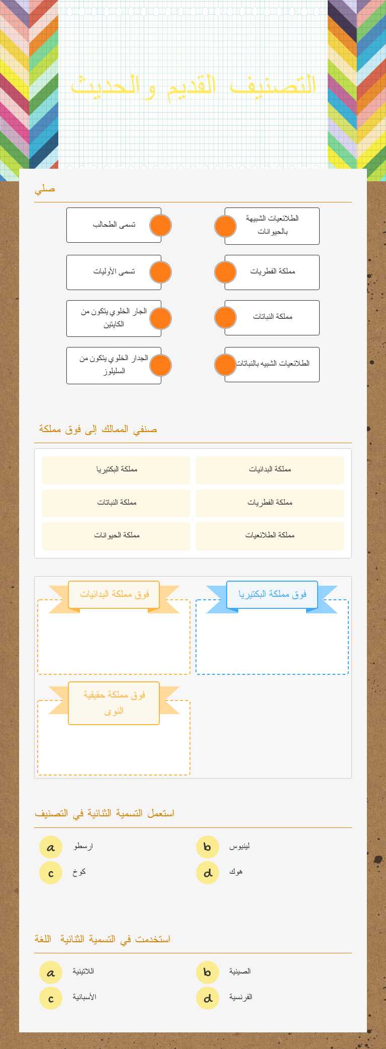 التصنيف القديم والحديث worksheet preview image
