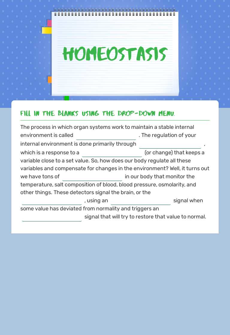 Homeostasis worksheet preview image