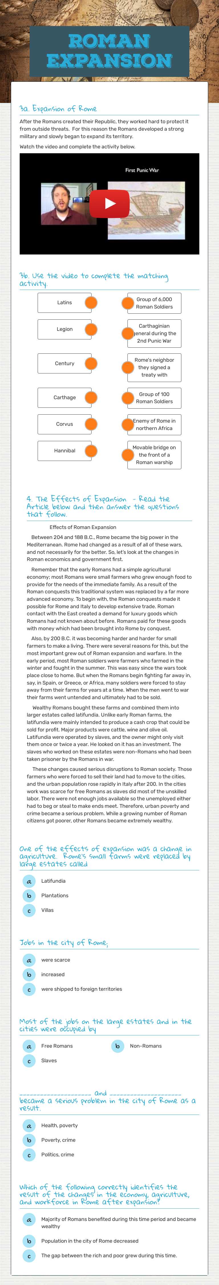 Roman expansion worksheet preview image