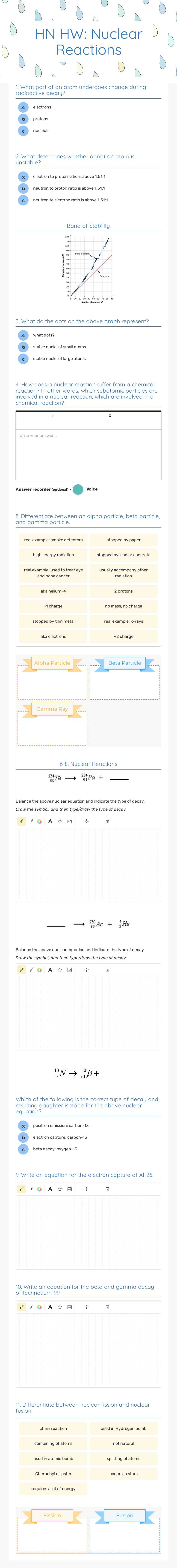 HN HW: Nuclear Reactions Grade 10 worksheet preview