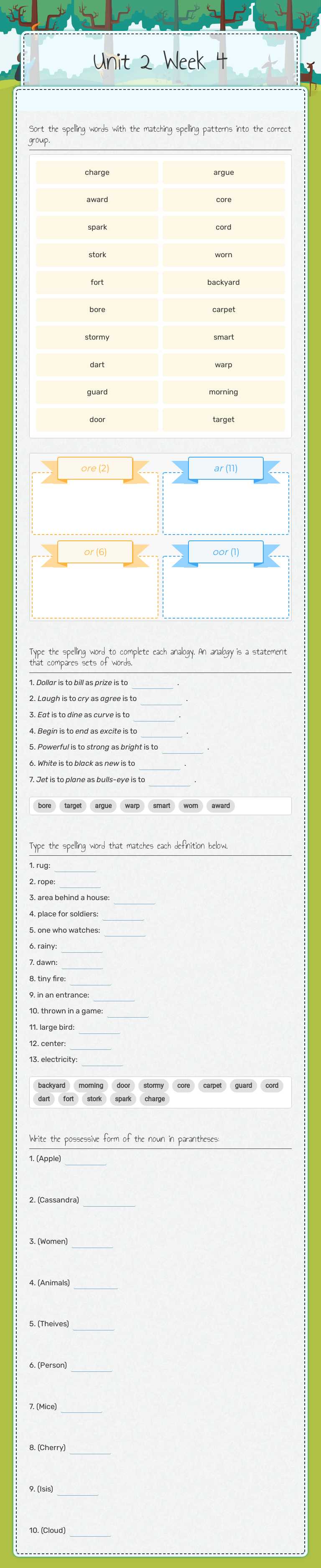 Unit 2 Week 4 Grade 4 worksheet preview