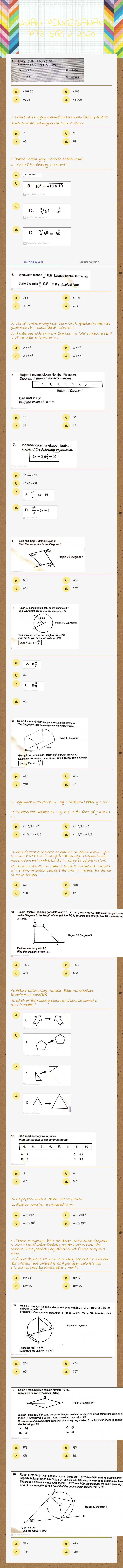 UJIAN PENGESANAN PT3 SIRI 2 2020 worksheet preview image