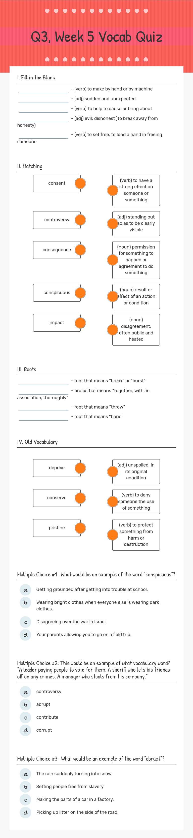 Q3, Week 5 Vocab Quiz worksheet preview image