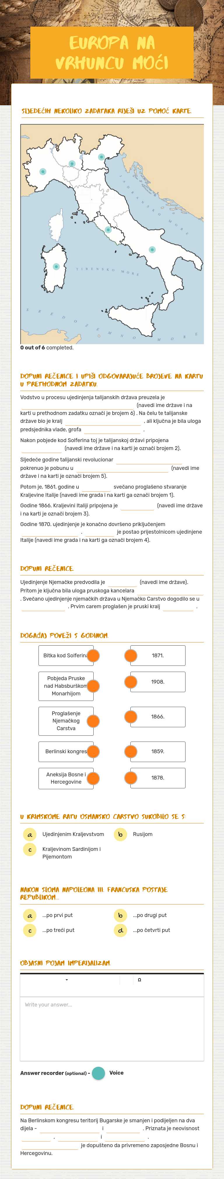 Europa na vrhuncu moći Grade 7 worksheet preview