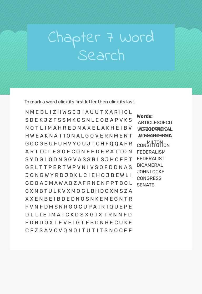 Chapter 7 Word Search worksheet preview image