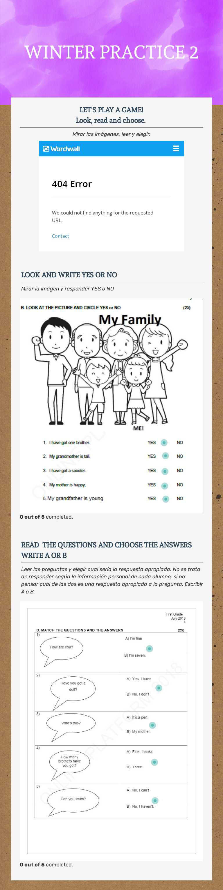WINTER PRACTICE 2 worksheet preview image
