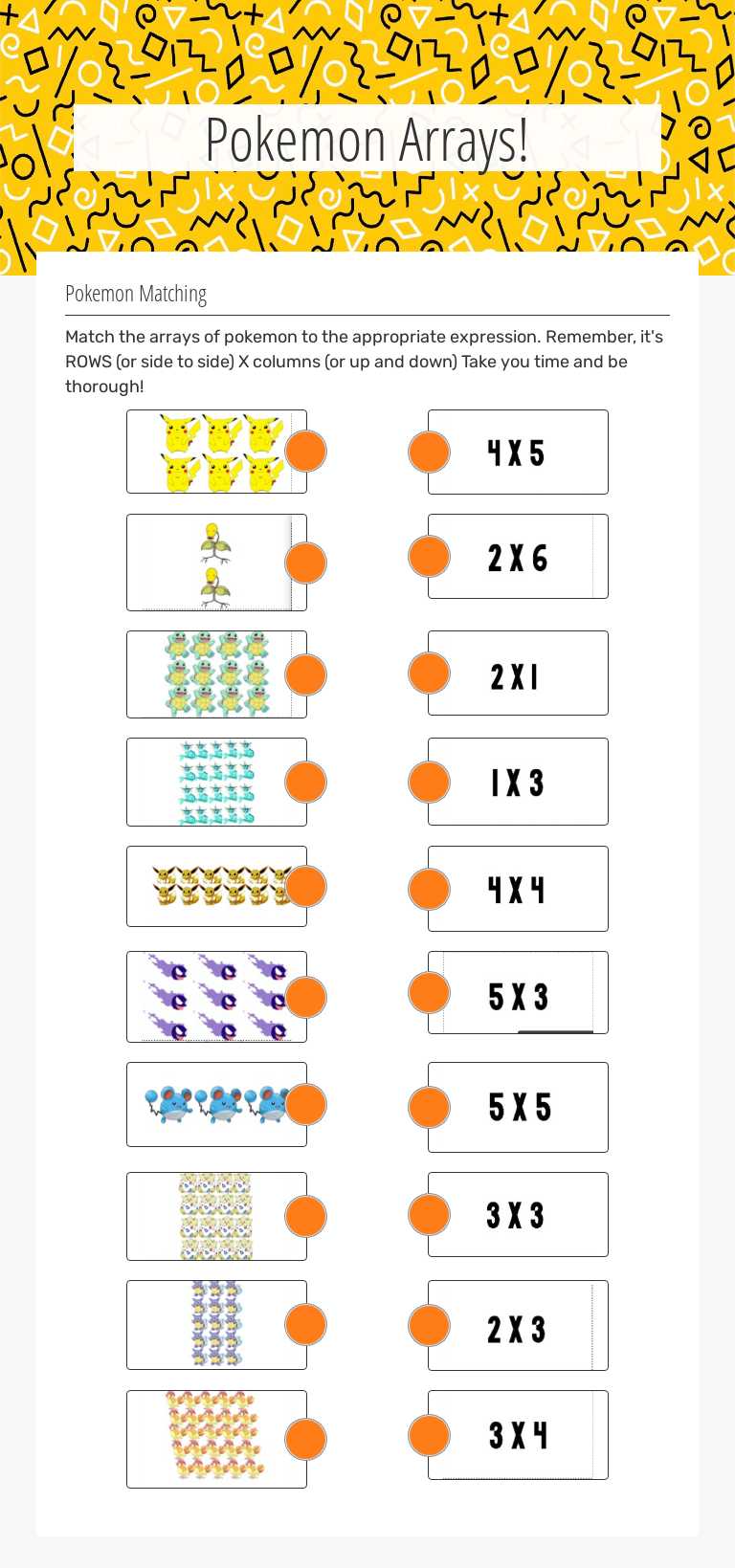 Pokemon Arrays! worksheet preview image