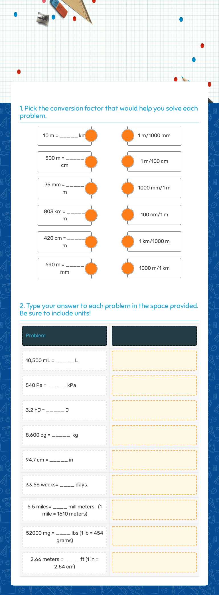 Unit 1, Week 3
Dimensional Analysis worksheet preview image