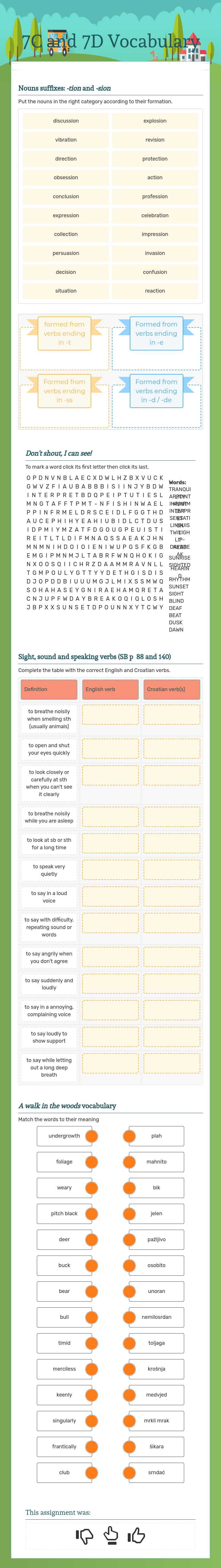 7C and 7D Vocabulary worksheet preview image