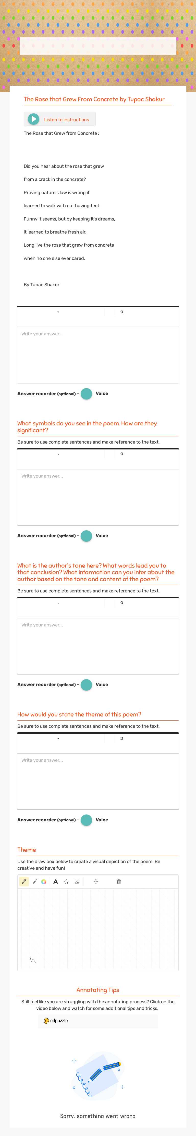 Poetry Annotation worksheet preview image