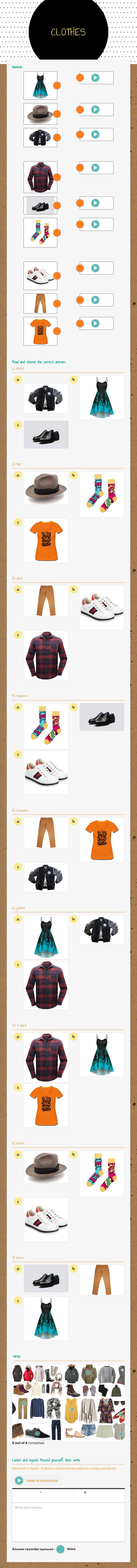 CLOTHES worksheet preview image