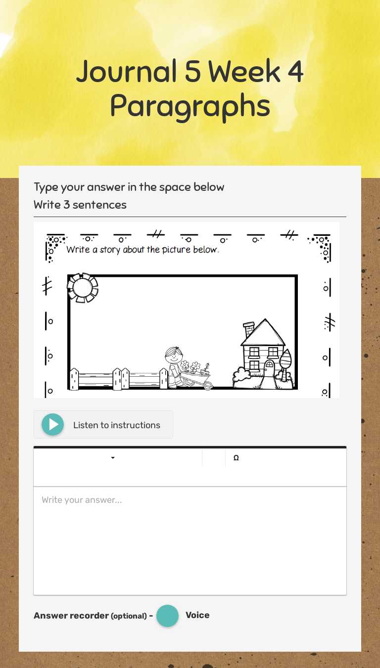 Journal 5 Week 4 Paragraphs Grade 2 worksheet preview