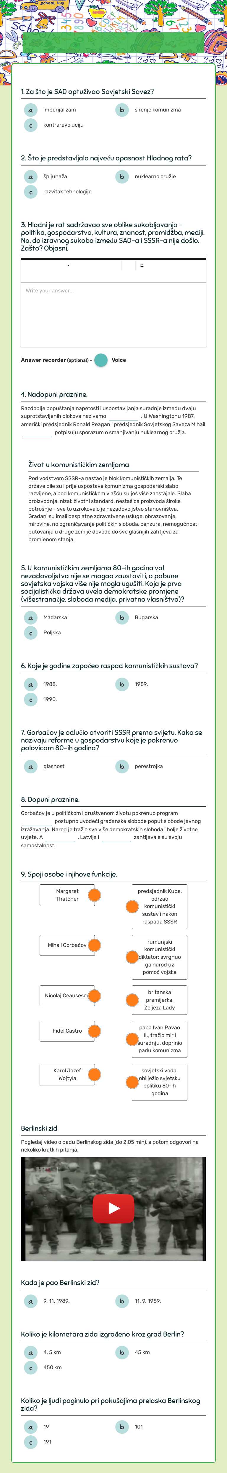 SVRŠETAK HLADNOG RATA I PAD KOMUNIZMA worksheet preview image