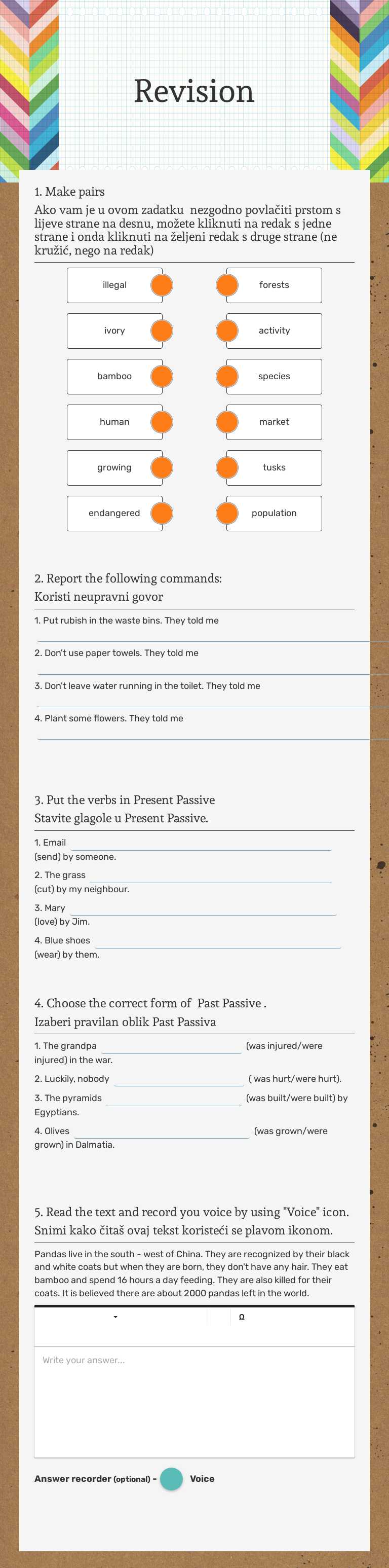Revision Grade 8 worksheet preview