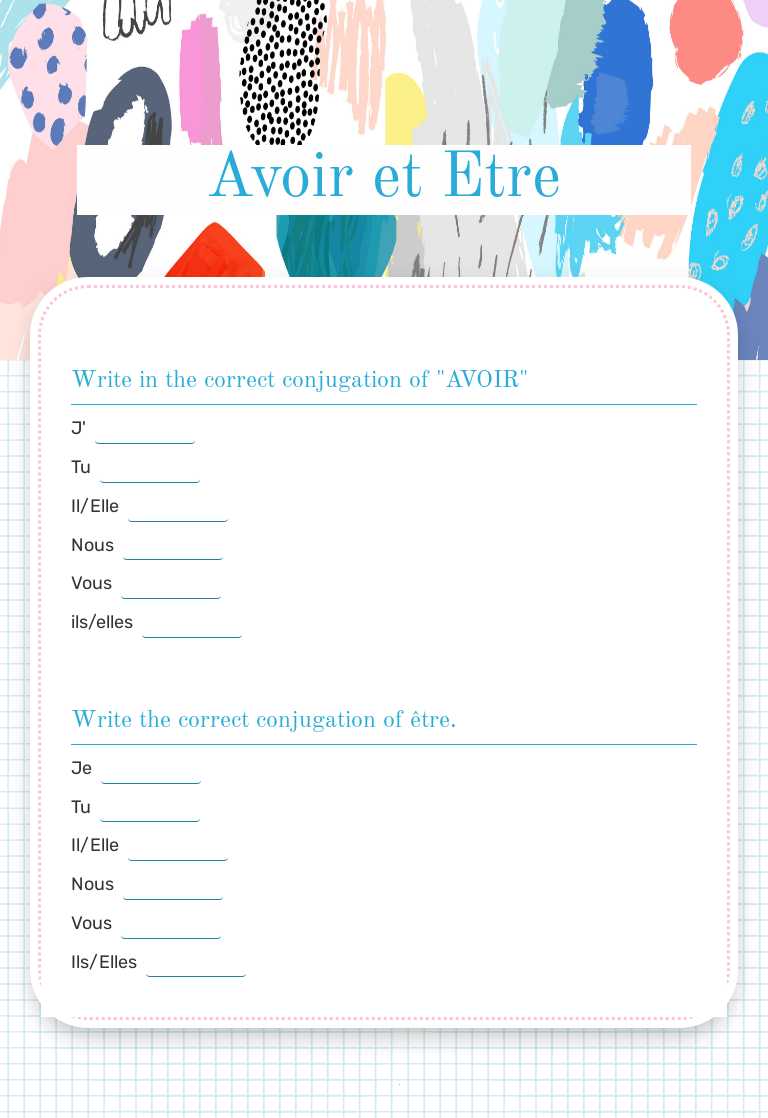 Avoir et Etre worksheet preview image