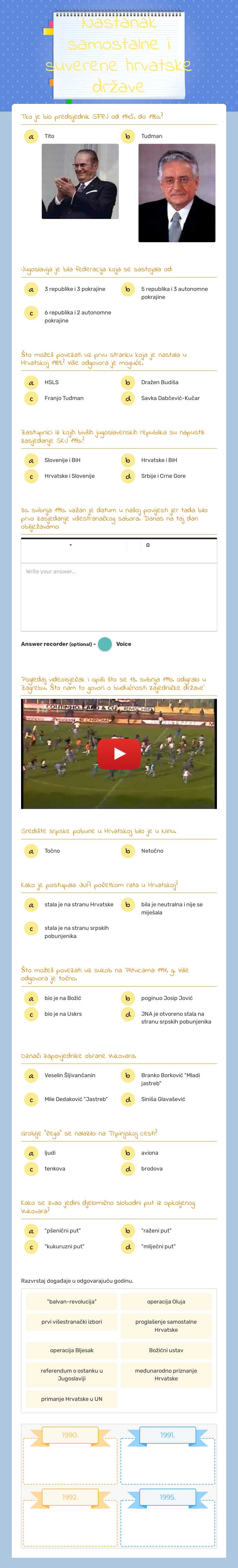 Nastanak samostalne i suverene hrvatske države worksheet preview image